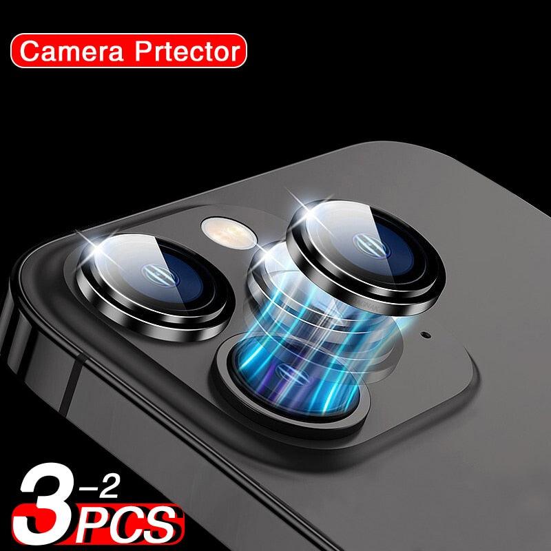 Full Cover Frame Glass Camera Lens Protector For iPhone 14 Plus Lens Glass For iPhone 11 12 13 Pro Max Mini Premium Tempered Glass Film Aluminum Alloy Lens Ring Cover Camera Protector by Stevvex