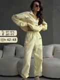 Spring Women's Tracksuit with Zipper Cotton Oversize Classic Pink  Two Piece Set Women Casual  Yellow Trouser Suits for Women
