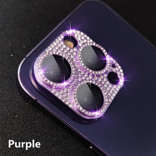 Camera Protector For iPhone 14Pro 14 13 12 Pro 11 Max Bling Glitter Diamond Metal Lens Glass Film 13Pro 14Plus 14 14ProMax Ring Shiny Diamond Metal Cover Glass Lens Protector Accessories by Stevvex