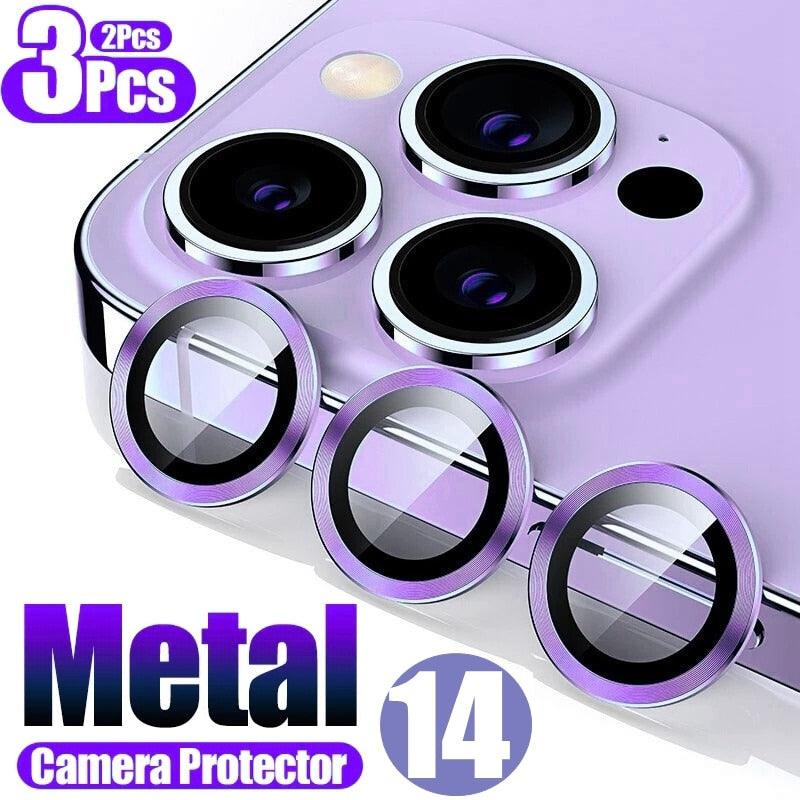High quality For iPhone 12 Pro Max Metal Ring Tempered Glass Full Cover Camera Lens For iPhone 13 14 Pro Max Mini Protective Cap Camera Lens Protector Compatible with iPhone by Stevvex