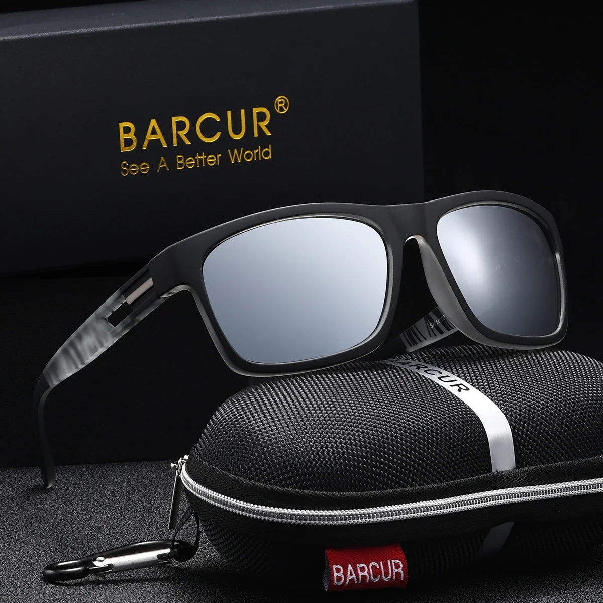 BARCUR Polarized Sport Fashion Sunglasses for Men – UV400 Protection Colorful TAC Coating Anti-Slip Polycarbonate Frame Cycling Fishing Hiking Outdoor Sports Eyewear – Durable Trendy Vintage Rectangular Design