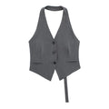 MUJER Off Shoulder Sleeveless Vest Women Black White Cropped Vest Woman Fashion Backless V Neck Short Coats Summer Waistcoat