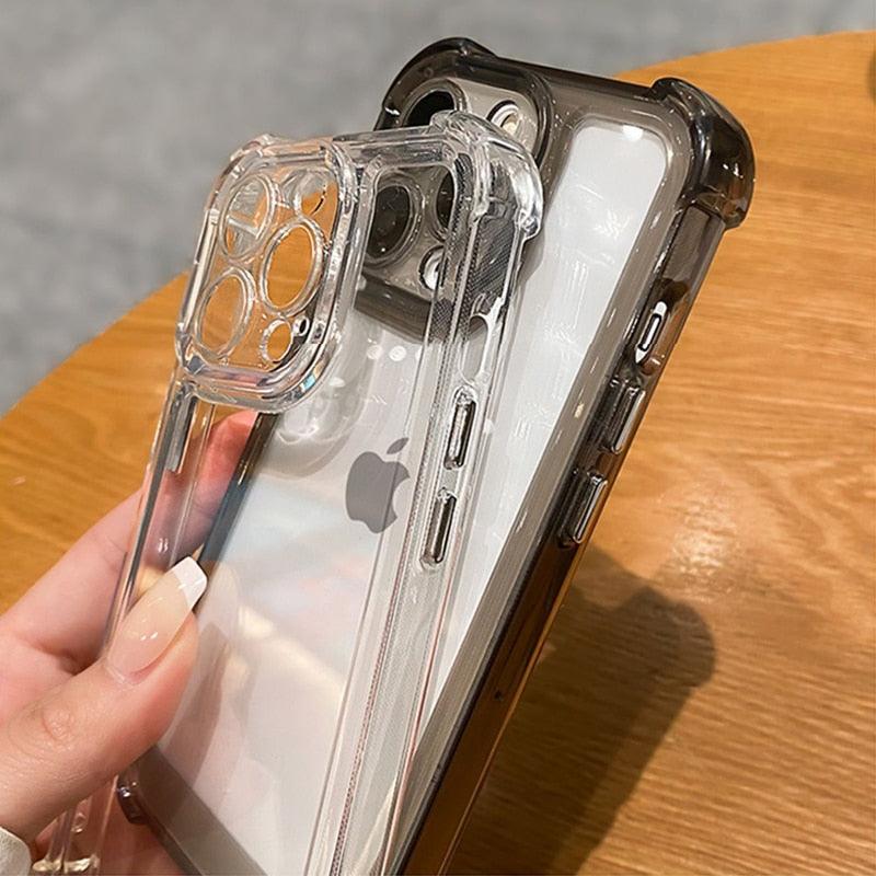 Luxury Shockproof Clear Hard Case For iPhone 14 13 12 11 Pro Max X XR XS 7 8 Plus Soft Silicone Bumper Transparent Cover Drop Protection iphone Protective Case Compatible With iPhone by Stevvex