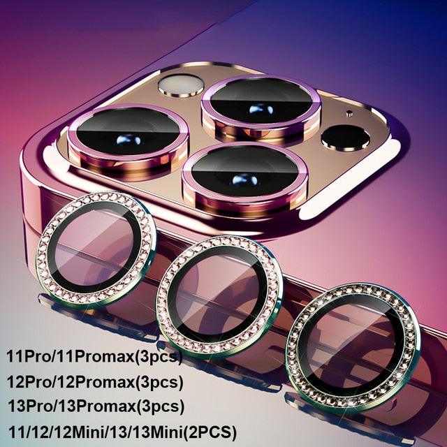 Diamond Camera Case For iPhone 14 13 Pro Max 12 Pro Max Camera Lens Protector Cover For iPhone11 Pro 12Pro Tempered Glass HD Clear Tempered Glass Camera Protector by Stevvex