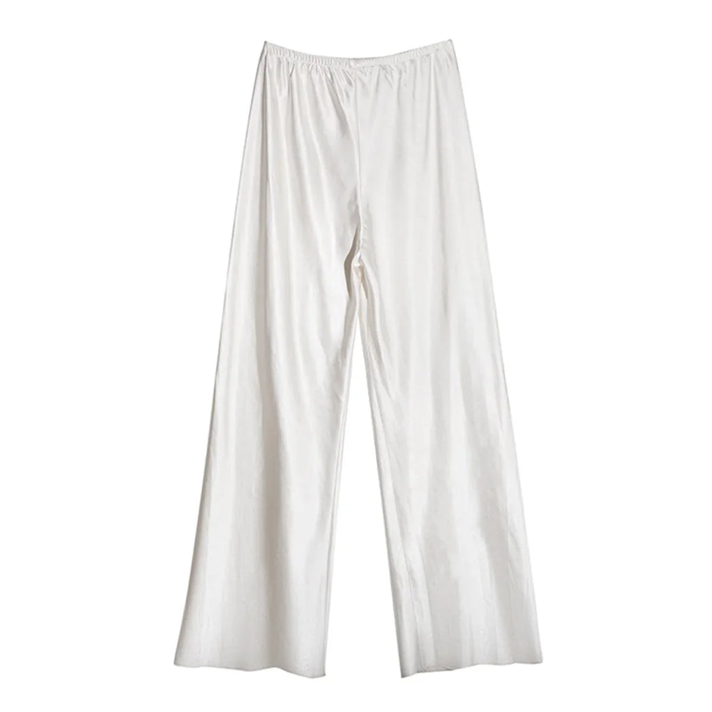 Satin Wide Leg Pants Long Floor Casual Pants Women's Summer