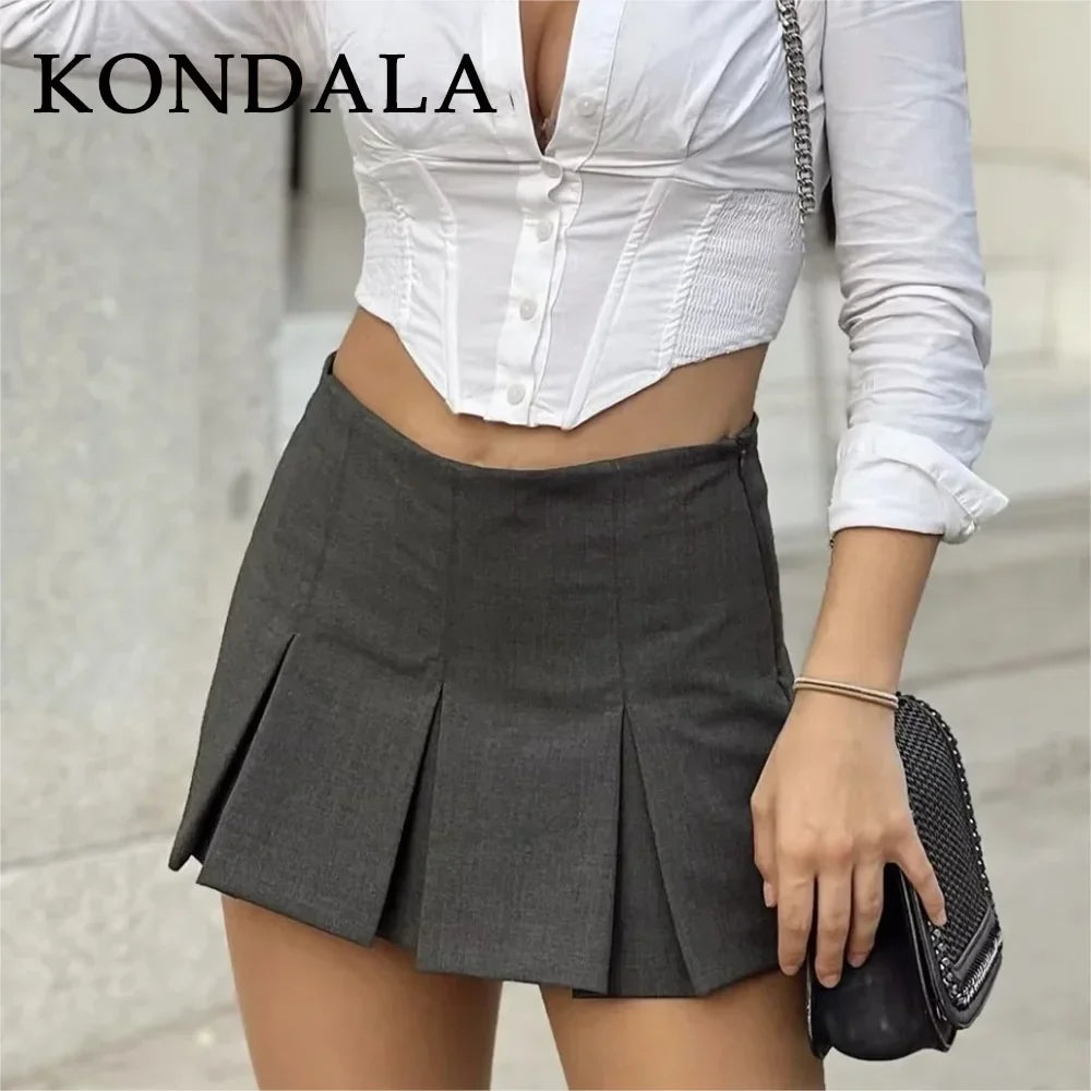 KONDALA 2026 Spring Summer Women Casual Tierred Mini Skirts Fashion Vintage Valentine‘s Day Ruffles Pleated Sexy Shorts Skirts