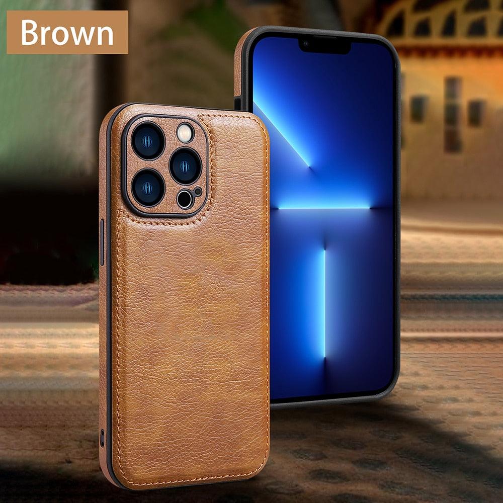 Luxury PU leather Phone Case For iPhone 14 13 Pro Max 12Pro 11Pro Max 13 12 Pro XS MAX XR X SE 7 8 plus Fashion Back Cover Leather Back Case for iPhone 14 Pro Shockproof Cover for iPhone by Stevvex