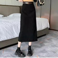 Retro Hong Kong Style Thickened Corduroy Solid Color Half-length Skirt Women's Autumn Winter Wraparound Skirt Mid-length Skirt