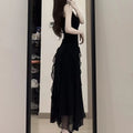 Design Style Small Black Dress Women's Summer Waist Wrap Show Thin Super y2k formal occasion vestidos 2023 women dress