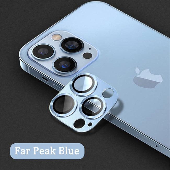 Camera Lens Metal Protector Glass For iPhone 14 13 Pro Max 13 Mini Back Lens Cap On iPhone 14 Plus Full Cover Protective Cases Metal Camera Cover with Tempered Glass Screen Protector by Stevvex