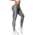 Womens High Waist Striped Yoga Leggings Butt Lifting Stretchy Breathable Tummy Control Soft Workout Pants for Gym Running