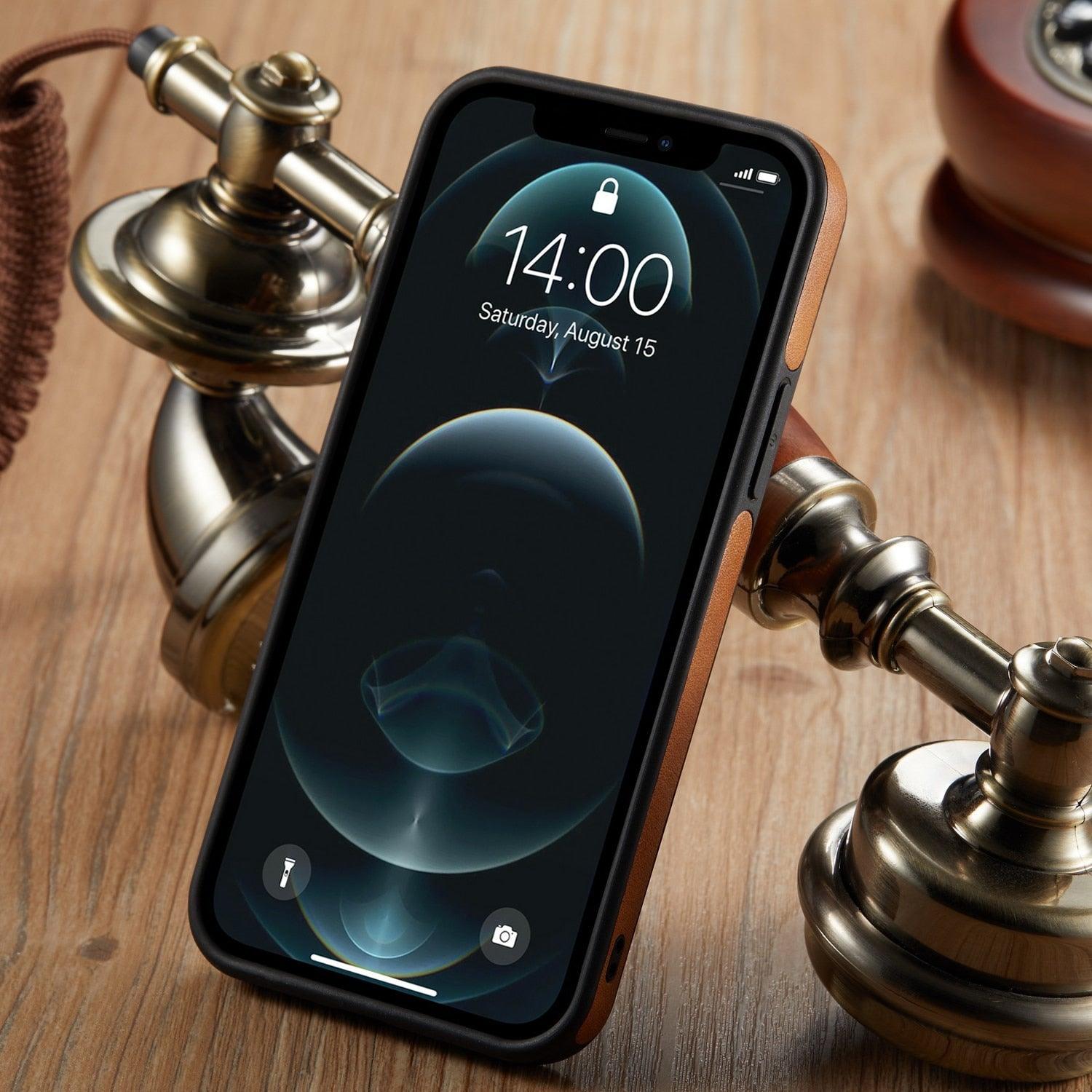 Luxury PU Leather Phone Case For iPhone 14 pro max 13 Pro max 11 12 Pro Max XR XS Max X 7 Plus case leather Slim Back Cover Compatible with iPhone 13 Pro Case Slim Leather Classic Luxury Elegant Phone Cover by Stevvex