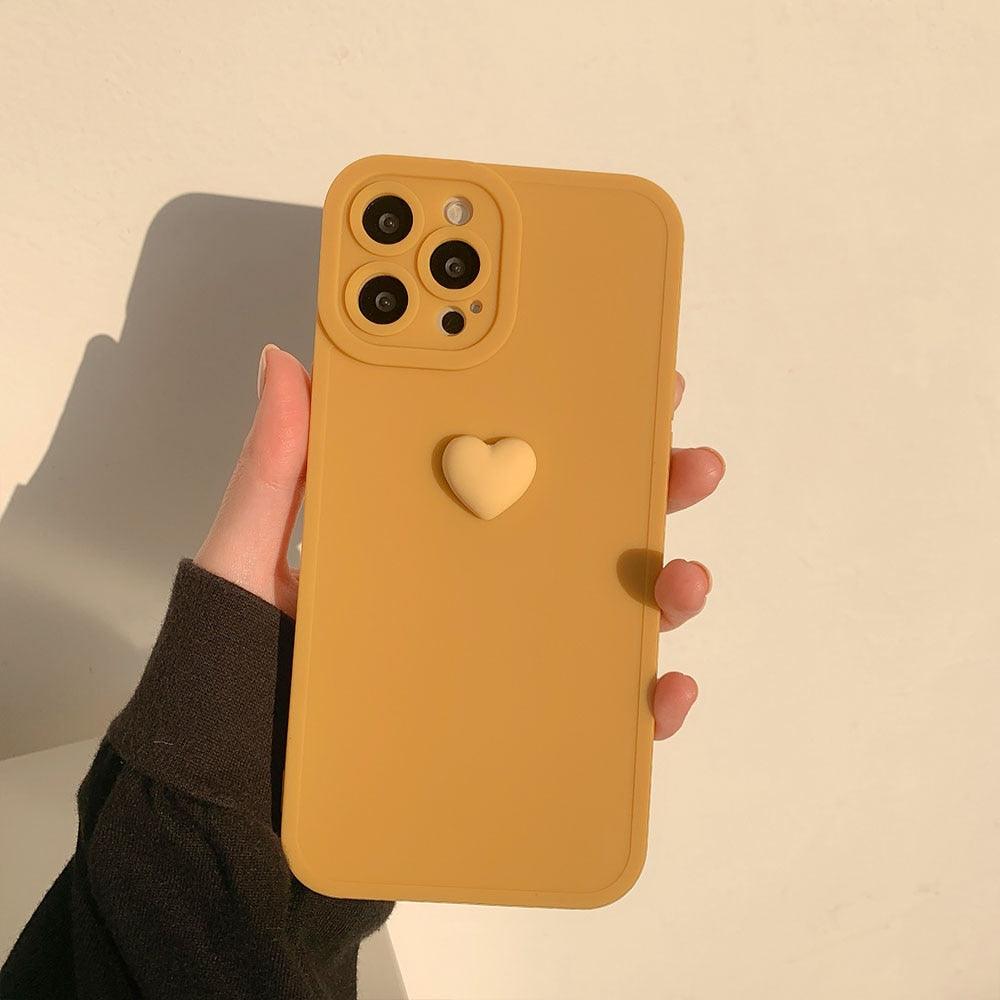3D Love Heart Phone Case For iPhone 11 12 13 14 Pro Max X XR XS Max 7 8 Plus Soft Silicone Camera Protector Cover Case for Girl Fashion Cute Love-Heart Shape Silicone Case Shockproof Soft Back Cover Protective Case by Stevvex