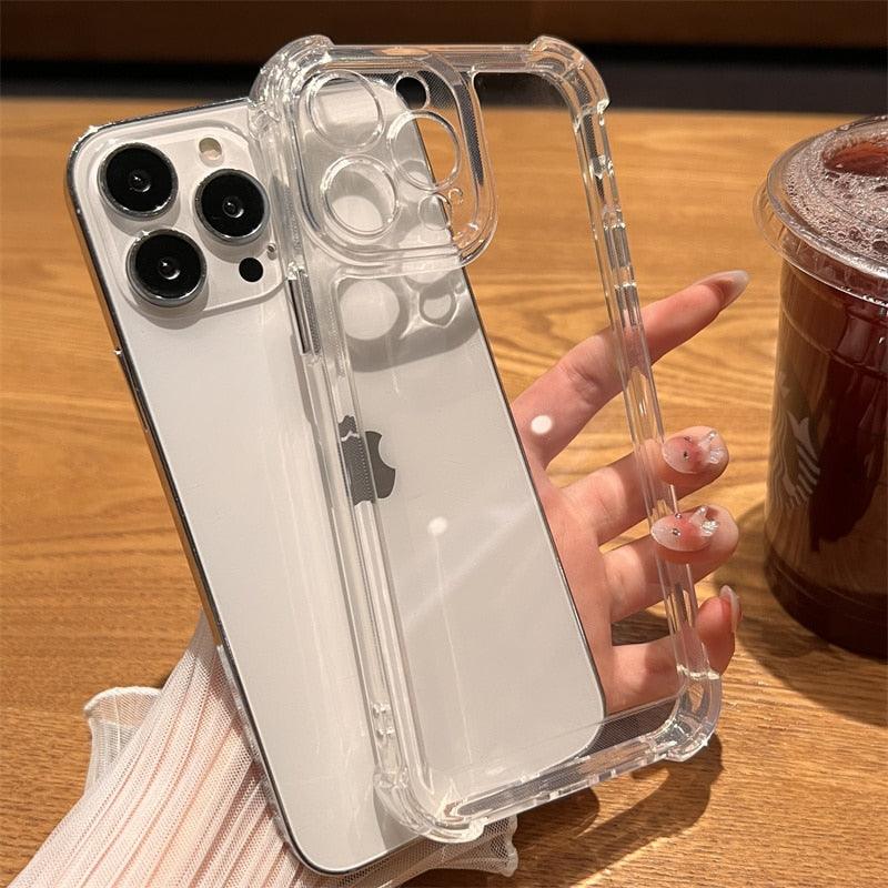 Luxury Shockproof Clear Hard Case For iPhone 14 13 12 11 Pro Max X XR XS 7 8 Plus Soft Silicone Bumper Transparent Cover Drop Protection iphone Protective Case Compatible With iPhone by Stevvex