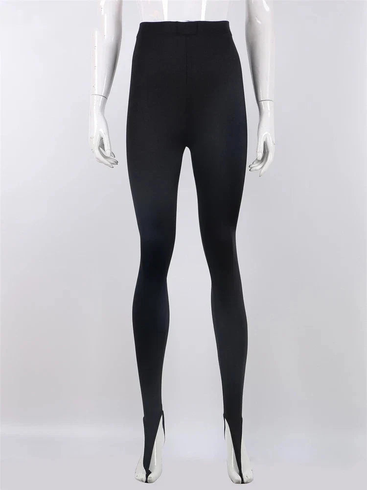 Korean Fashion High-Waisted Black Skinny Y2K Women's Pants Glitter Casual Club Leggings Long 2025