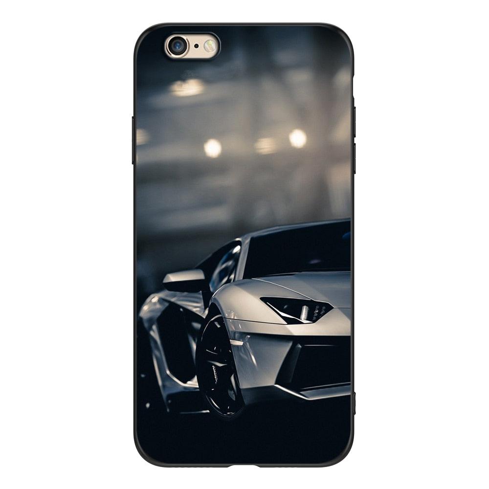 Cute Cover Soft Silicone Print Cars Print Phone Case For Iphone 5s 5 S Se 2016 4.0" Case Phone Cover On Iphone 6s 6 S Plus Funda Bumper Black Case Sport Race Car by Stevvex