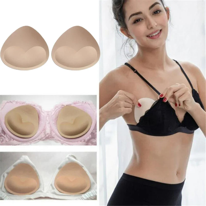 1pair Thick Sponge Bra Pads for Women Swimsuit Breast Push Up Breast Enhancer Removeable Bra Pads Inserts Cups Bra Accessories
