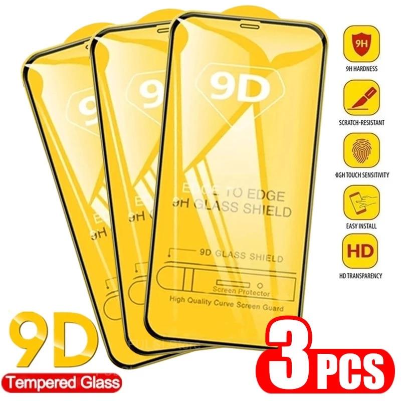 9D Tempered Glass for iPhone 11 12 13 14 Pro XR X XS Max Screen Protector on for iPhone 12 Pro Max Mini 7 8 6 6S Plus SE Glass Tempered Glass Screen Protector Compatible for iPhone by Stevvex