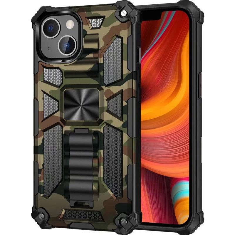Magnetic Army Green Shockproof Durable Cover Compatible iPhone 14 Case for iPhone 14 Pro Max 14 Plus 11 12 13 Pro Max XS Camouflage Armor Heavy Protection Phone Case Cover by Stevvex