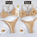 Miyouj Bandage Swimwear Summer Swimsuit High Cut Bikini Set Solid Sexy 2-Piece Suit New Bathsuit Hollow Out Thongs Beachwear