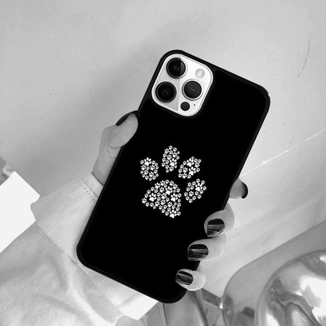 Dog Foot Print Colorful Pattern Phone Case For Iphone 14 Se 2020 Xr Xs 11 12 13 Mini Pro Max 6 7 8 Plus Ultra Designer Printed Hard Back Case by Stevvex