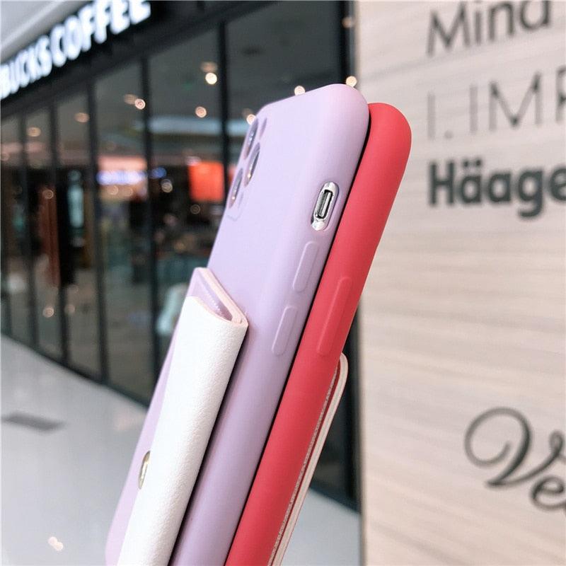 Luxury Wallet Phone Case For iPhone 13 Pro Max 11 12 Pro Max X XR XS 7 8 Plus 13 Mini Soft Silicone Handbag Card Phone Case Wallet Compatible iPhone Bag Cover by Stevvex