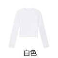 Cotton O Neck Long Sleeve Shirt Women Sexy Cropped Tops 2026 Autumn Black Casual Skinny Slim Basic Woman T Shirts White Clothing