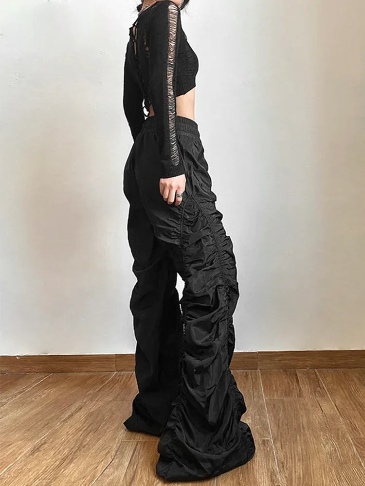 Fashion Trend Personalized Self-Confidence Avant-Garde Cool All-Match Casual Loose Girl High Waist Wide Leg Lantern Pants