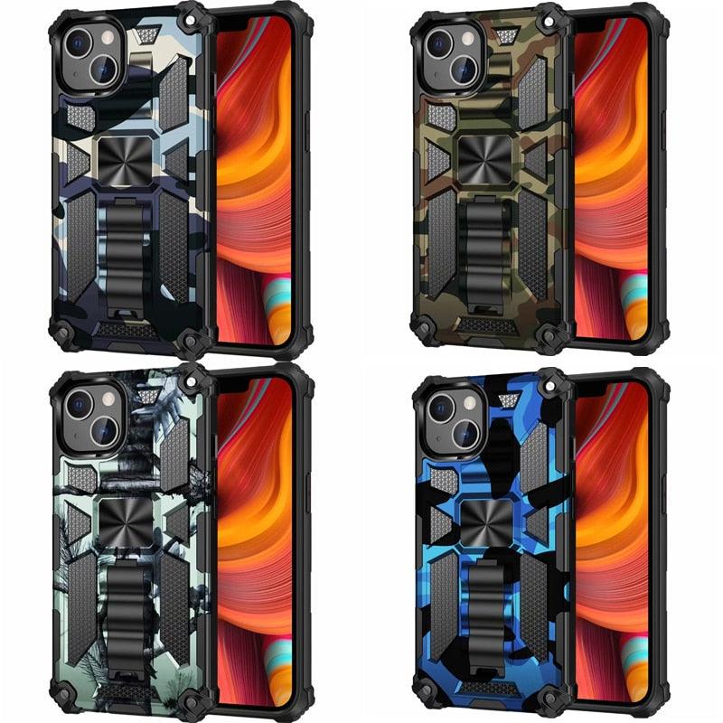 Magnetic Army Green Shockproof Durable Cover Compatible iPhone 14 Case for iPhone 14 Pro Max 14 Plus 11 12 13 Pro Max XS Camouflage Armor Heavy Protection Phone Case Cover by Stevvex