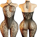 Summer Fashion Slim Teddy Bodysuits Women Sexy Bodycon Fishnet Hollow Rompers Stretch Mesh Sheer Halter O Neck Female Body Suits