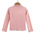 Children Clothing New Girls Base Shirt For Autumn and Winter Children Trendy Black Fungus Edge Solid Color Long Sleeved T-shirt