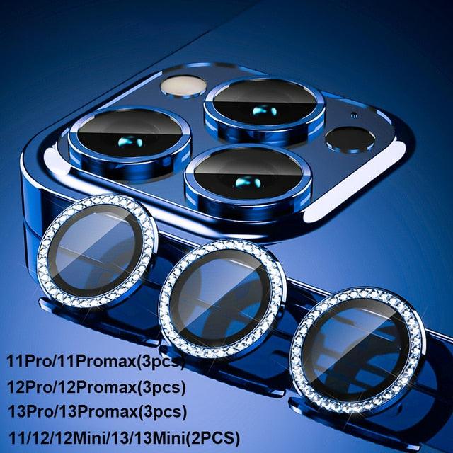 Diamond Camera Case For iPhone 14 13 Pro Max 12 Pro Max Camera Lens Protector Cover For iPhone11 Pro 12Pro Tempered Glass HD Clear Tempered Glass Camera Protector by Stevvex