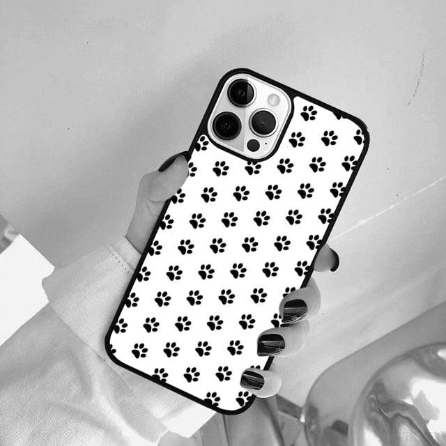 Dog Foot Print Colorful Pattern Phone Case For Iphone 14 Se 2020 Xr Xs 11 12 13 Mini Pro Max 6 7 8 Plus Ultra Designer Printed Hard Back Case by Stevvex
