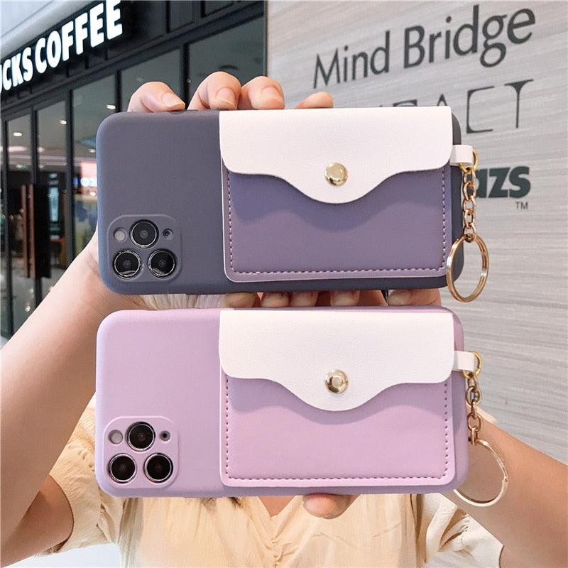 Luxury Wallet Phone Case For iPhone 13 Pro Max 11 12 Pro Max X XR XS 7 8 Plus 13 Mini Soft Silicone Handbag Card Phone Case Wallet Compatible iPhone Bag Cover by Stevvex