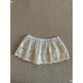 Solid Harajuku White Beige Mesh Lace Skirt Y2k Korean Girl Stacked Skirt Chic Apron Wrap Skirt Lace Up Matching Pants Streetwear