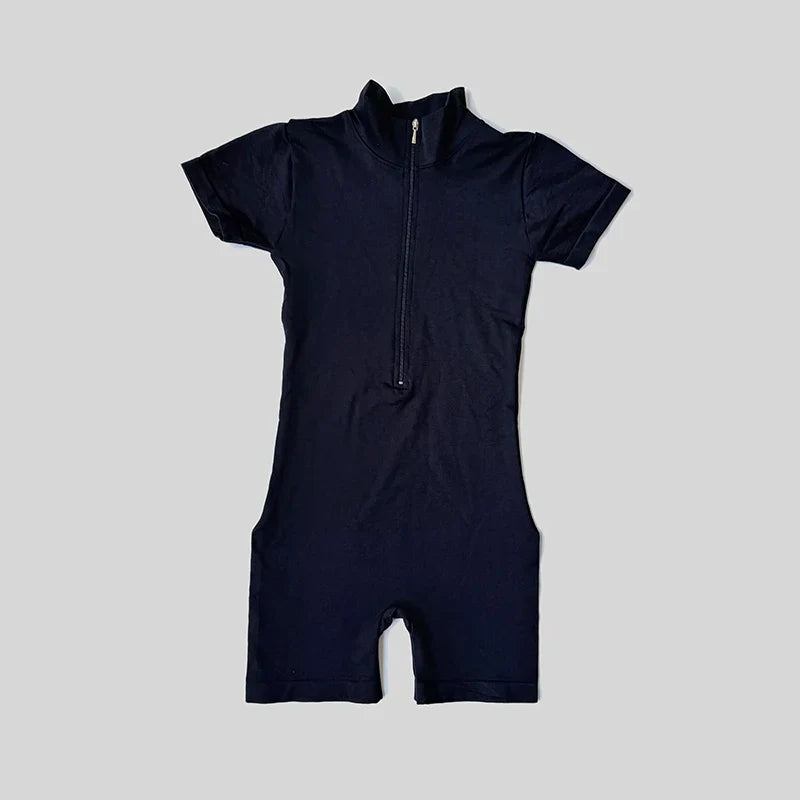 Summer Short Sleeve Zipper Jumpsuit Sports Wear Gym Fitness Sports Bodysuits Women Running Fashion Workout Clothes