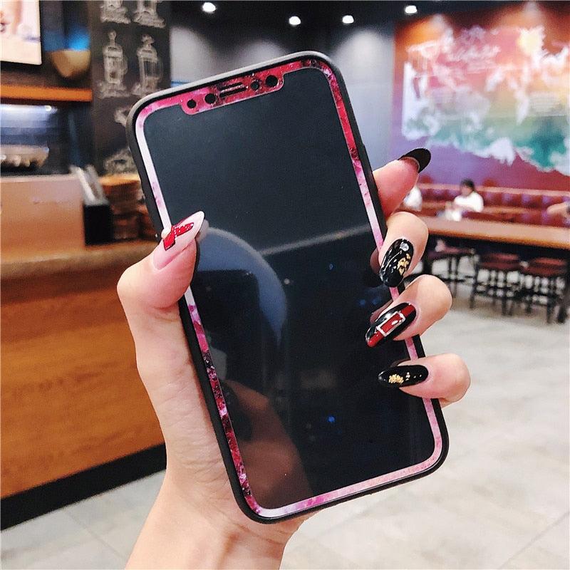 Flowers Screen Protector For iPhone 11 12 13 Pro Max Soft Edge Tempered Glass For iPhone XS MAX XR 13mini Lovely Protect Film Floral Design Tempered Glass Screen Protector For iPhone by Stevvex