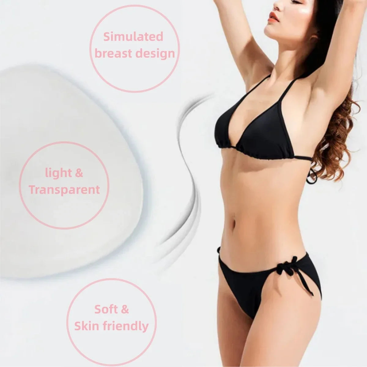 1pc Transparent Silicone Breast Pads, Hot Spring Silicone Prosthetic Breast, Swimming Special Fake Breast, Sports Swimsuit Chest