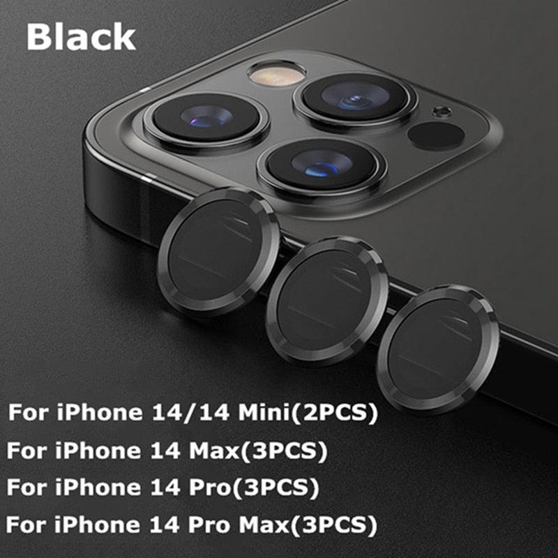 9H Tempered Glass Camera Cover Screen Protector Metal Ring Decoration Accessories For iPhone 14 13 Pro Max Metal Camera Lens Ring Glass Camera Lens Protectors for iPhone 14 13mini 13pro 14plus 14pro Camera Film by Stevvex