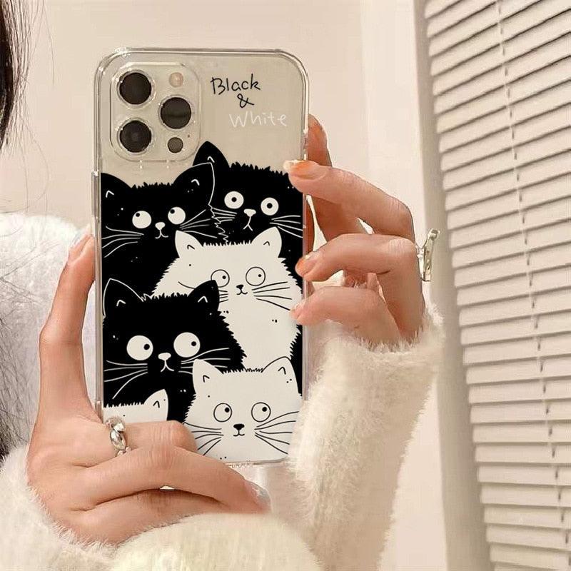 Cute Cat Transparent Phone Case For Iphone 11 12 13 Pro Max Case X Xs Max Xr Phone Case 7plus 8plus Case Cute Clear Protective Phone Cases by Stevvex