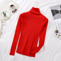 2026 Autumn Winter Women Long Sleeve Knitted Foldover Turtleneck Ribbed Pull Sweater Soft Warm Femme Jumper Pullover Clothes