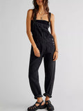 Fashion Denim Overalls for Women Loose Fit Classic Bib Casual Jean Stretchy Denim Overall Jumpsuit Tapered Leg Jean Pants