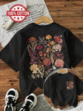 Flower 100% Cotton Y2k T-Shirt Female Funny T Shirts Egirl Korean Fashion Graphic Tees Tops Women Clothing Natureinspired Design
