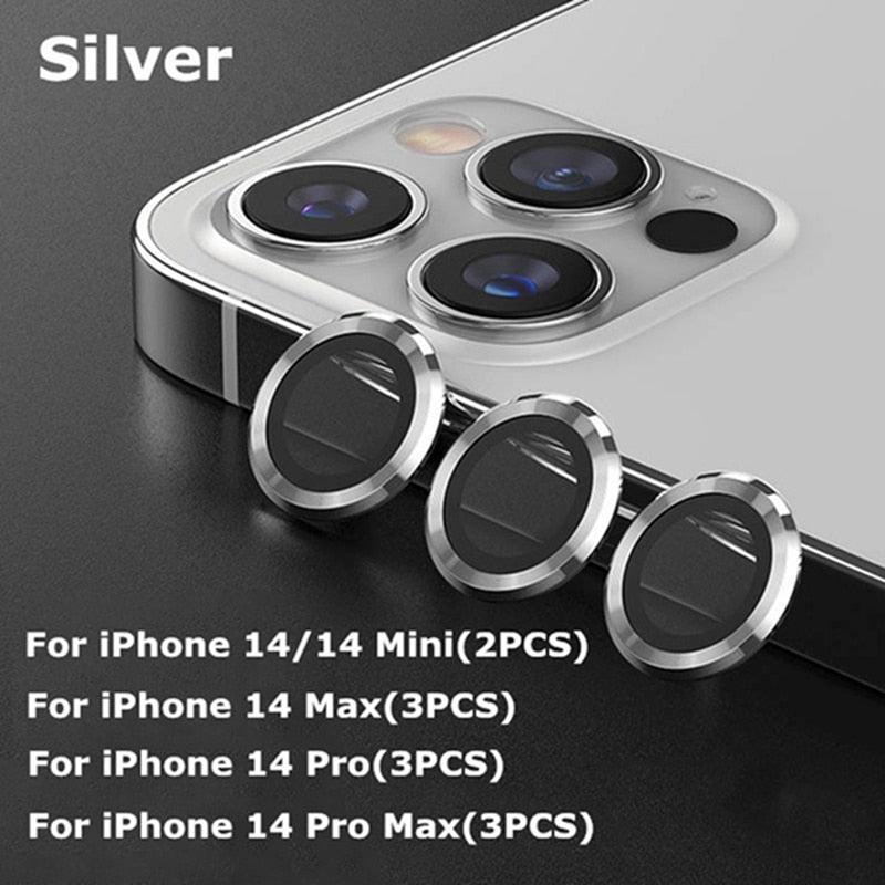 9H Tempered Glass Camera Cover Screen Protector Metal Ring Decoration Accessories For iPhone 14 13 Pro Max Metal Camera Lens Ring Glass Camera Lens Protectors for iPhone 14 13mini 13pro 14plus 14pro Camera Film by Stevvex