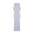 Criss Cross Cut Out Dress, Sexy Bodycon Mock Neck Sleeveless Dress, Women's Clothing
