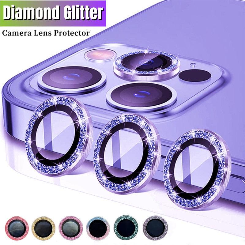 Bling Diamond Camera Lens Protector For iPhone 14 13 12 11 Pro Max Metal Ring Lens Glass Glitter Protective Cap iPhone 13 mini Camera Lens Protector Sparkle Diamond Ring Metal Alloy HD Glass for iPhone by Stevvex