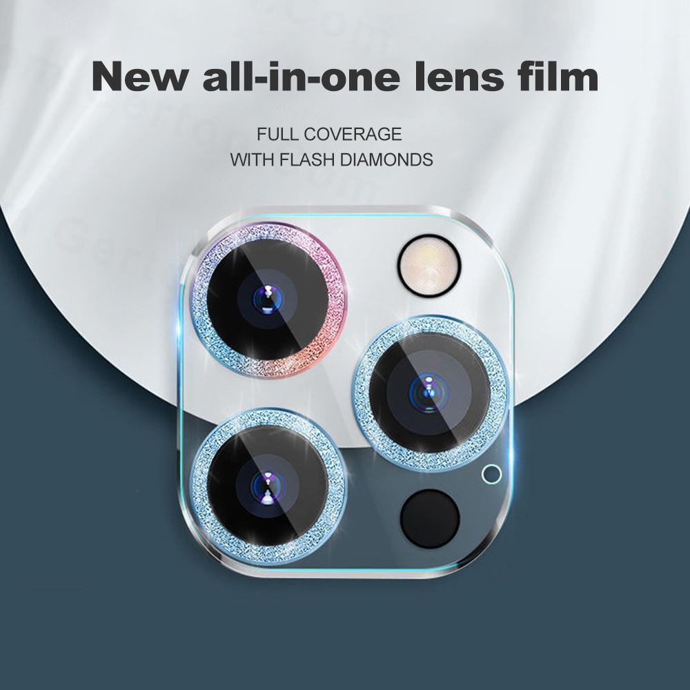 Glitter Camera Lens Protector For iPhone 14 Pro Max Tempered Glass iPhone 11 12 13 Pro Max 14 Plus 13 Mini Lens Protector Tempered Glass Camera Cover Anti Scratch Shockproof Screen Protector Individual Ring by Stevvex