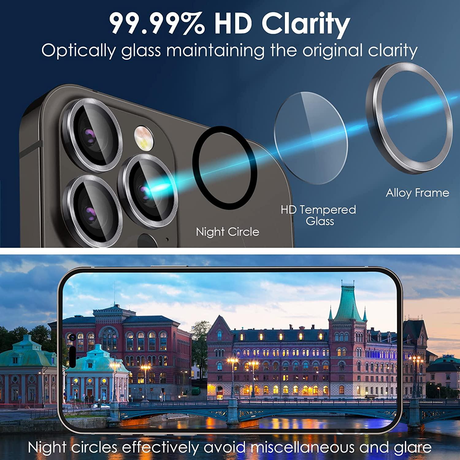 Camera Lens Protector for iPhone 14 Pro Max Plus 13 12 Mini 14Pro iPhone14 13Pro 14Plus 12Pro Glass Protection Protective Film Metallic Camera Ring Lens Protector with Glass Cover by Stevvex