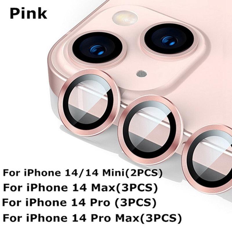 9H Tempered Glass Camera Cover Screen Protector Metal Ring Decoration Accessories For iPhone 14 13 Pro Max Metal Camera Lens Ring Glass Camera Lens Protectors for iPhone 14 13mini 13pro 14plus 14pro Camera Film by Stevvex