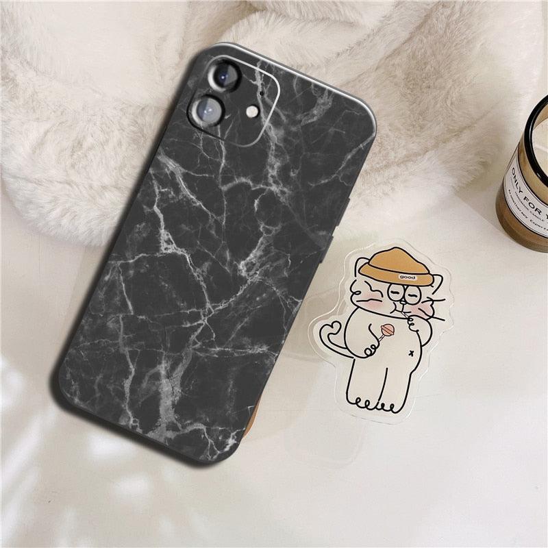 Luxury Marble Texture Phone Case For iPhone X XR XS 7 8 6S 6 5 Plus Silicone Anti Fall Back Cover Ultra Thin Soft Silicone Protective Shockproof and Scratch Resistant with Cute Design Pattern Case by Stevvex